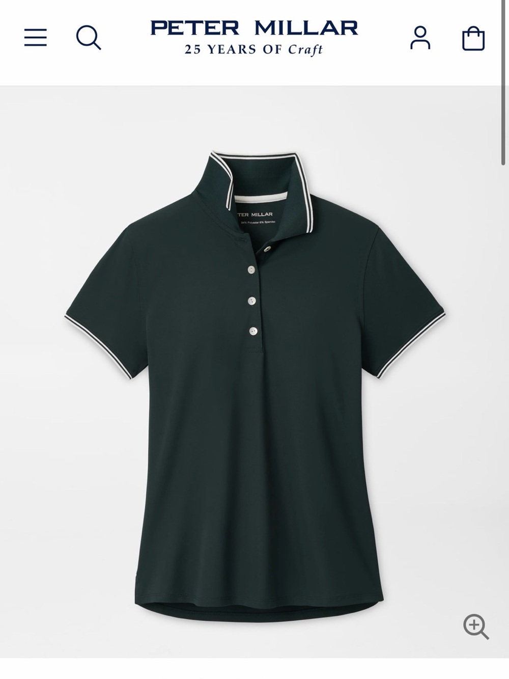 Peter Millar Women's Dark Green Polo with White Piping
